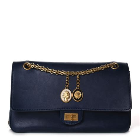 CHANEL Calfskin Nude 2.55 Medals Reissue 226 Flap Navy 